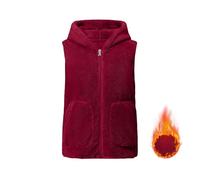 FUPODD Teddy Fleece Weste Damen Mit Kapuze Winterweste Warme Dicke Ärmellos Teddyfleece Jacke Kuschelig Damenwesten Zipper Teddyfell Weste Frauen Mit Taschen Fleeceweste Casual Plüsch Westen Winter