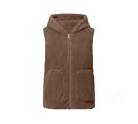 FUPODD Teddy Weste Damen Mit Kapuze Fleece Damen-Westen Flauschig Winter Fleeceweste Mit Taschen Teddywesten Ärmellose Teddyfleece Wärmeweste Frauen Kuschelig Elegant Teddyfell Plüschweste Zipper