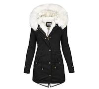 FUPODD Warme Winterjacke Damen Gefüttert Skijacke Daunenmantel Lang Winter Teddy - Mantel Fleecemantel Teddy Jacke Damen Puffer Mantel Winter Lang Wintermantel Puffer Jacket Winterjacken Pufferjacke