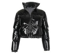 FUPODD Winterjacke Damen Glänzend Daunenjacke Leichte Puffer Jacke Gesteppte Kurzmantel Steppjacke Frauen Dicke Winter Jacke Teenager Mädchen Warm Gefüttert Daunenjacken Outdoor Daunenmantel Zipper