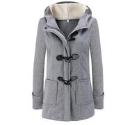 FUPODD Winterjacke Damen Warm Gefüttert Wintermantel Mittellang Damen-Jacken Mit Kapuze Parka Winter Jacke Mit Knöpfen Zipper Winterparka Innenfutter Warme Mantel Dicke Winterjacken Frauen Outdoor