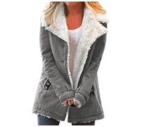 FUPODD Winterjacke Damen Warm Wintermantel Damen Lang Mantel Fleecejacke Grosse Grössen Lederjacke Teddyfutter Parka Teddyfleece Jacken Winterjacken Warme Fleecejacken Lederoptik Damenjacken Winter