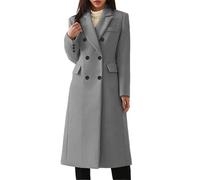 FUPODD Wintermantel Damen Elegant Lang Mantel Wollmantel Fellkragen Winterjacke Mit Gürtel Trenchcoat Revers Jacken Frauen Outdoor Wolljacken V-Ausschnitt Dufflecoat Winter Jacket For Women Mäntel