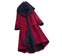 FUPODD Wintermantel Damen Lang Mit Kapuze Winterjacke Damen Warm Gefüttert Fleece Cordjacke Damen Mit Knöpfen Mantel Damen Winter Dicke Cord Jacke Frauen Mit Taschen Übergangsjacke Teddyfutter