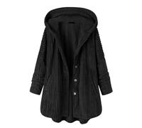 FUPODD Wintermantel Damen Lang Strickjacke Mit Kapuze Winterjacke Damen Warm Strickjacken Flauschig Strickmantel Mit Knöpfen Mantel Winter Fleece Grobstrickjacke Warme Jacke Plüsch Cardigan Dicke