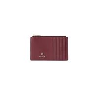 Furla Camelia M Kreditkartenetui aus Leder, Rot, 10 Schlitze, goldener Reißverschluss, 13 x 8 x 1,5 cm