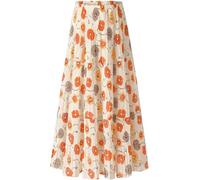 Furpazven Maxirock Rock Lang Damen Skirt Bohemien Sommerrock Hohe Elastische Taille Plissierter Elegant A-Line Sommer Maxi Rock Röck Floral-03 XL