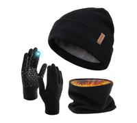 FURTALK Unisex Winter Beanie Mütze Schal und Handschuhe im 3er-Set Herren Damen Wintermütze Winterschal Touchscreen Handschuhe mit weiches Fleecefutter