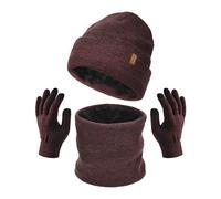 FURTALK Unisex Winter Beanie Mütze Schal und Handschuhe im 3er-Set Herren Damen Wintermütze Winterschal Touchscreen Handschuhe mit weiches Fleecefutter