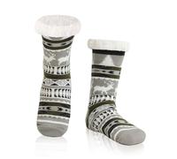 FUSACONY Kuschelsocken Herren Weihnachtssocken Stoppersocken Antirutschsocken Haussocken Herren Hüttensocken Flauschige Weiche Bequeme Wintersocken Dicke Socken Geschenke für Männer 39-47 (Hellgrau)