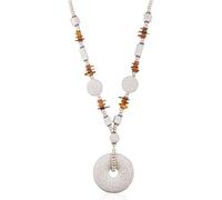 FUSHENGTER Damen-Halskette, Weiß, Lavastein, Seilkette, Handgefertigt, Statement-Halskette, Anhänger, Lang, Unisex, Frauen, Halskette