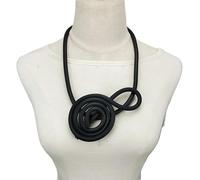 FUSHENGTER Halskette Damen Anhänger Pulloverkette Frauen Einzigartige Gothic Gummi Frauen Handgemachte Anhänger Vintage Pullover Kette Kleidung Zubehör Große Ketten