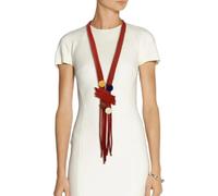 FUSHENGTER Halskette Damen Anhänger Pulloverkette Frauen Einzigartige Gothic Style Handmade Holz Accessoires Gummi Kette Handmade Quaste Lange Halskette Rot