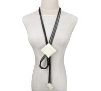 FUSHENGTER Halskette Damen Anhänger Pulloverkette Frauen Einzigartige Lange Aussage Frauen Gummi Quadrat Holz Zubehör Mode Pullover Kette