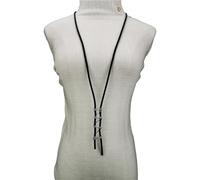 FUSHENGTER Halskette Damen Anhänger Pulloverkette Frauen Einzigartige Lange Halskette Damen Gummi Handgefertigt Schwarz Seil