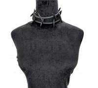 FUSHENGTER Halskette Damen Ketten Anhänger Frauen Geschenk Gothic Anhänger Halsketten Frauen Punk Pullover Ketten Seltsame Schmuck Handgemachte Gummi Seil Blacknecklace1