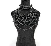 FUSHENGTER Halskette Damen Ketten Anhänger Frauen Geschenk Gothic Anhänger Halsketten Frauen Punk Pullover Ketten Seltsame Schmuck Handgemachte Gummi Seil Blacknecklaceset