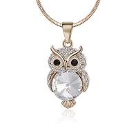 FUSHENGTER Halskette Damen Ketten Anhänger Frauen Geschenk Kleine Eulen-Halskette Für Damen, Halskette Mit Kristall-Tier-Anhänger. Farbe