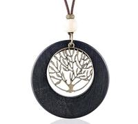 FUSHENGTER Halskette Damen Ketten Anhänger Frauen Geschenk Modetrendprodukte Goth Lange Halskette Mit Baum des Lebens-Anhängers Schwarz