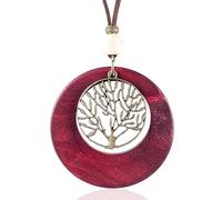 FUSHENGTER Halskette Damen Ketten Anhänger Frauen Geschenk Modetrendprodukte Goth Lange Halskette Mit Baum des Lebens-Anhängers Rot