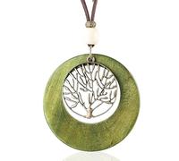 FUSHENGTER Halskette Damen Ketten Anhänger Frauen Geschenk Modetrendprodukte Goth Lange Halskette Mit Baum des Lebens-Anhängers Grün