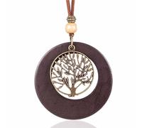 FUSHENGTER Halskette Damen Ketten Anhänger Frauen Geschenk Modetrendprodukte Goth Lange Halskette Mit Baum des Lebens-Anhängers Braun