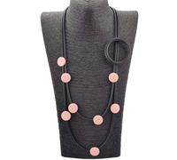 FUSHENGTER Halskette Damen Pulloverkette Anhänger Frauen Halsketten Für Frauen Gummi Halskette Holz Zubehör Big Statement Kleidung Kette Rosa