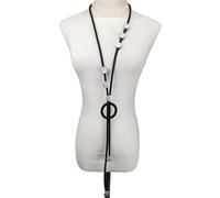 FUSHENGTER Halskette Damen Pulloverkette Anhänger Frauen Lange Anhänger Halsketten Frauen Holz Gummi Ketten Halskette Kleidung Zubehör Pullover Kette Silber