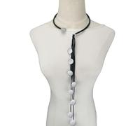 FUSHENGTER Halskette Damen Pulloverkette Anhänger Frauen Quaste Lange Halsketten Frauen Holz Halskette Halsketten Gummi Pullover Kette Zubehör Silber