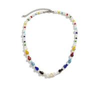 FUSHENGTER Halskette Herren Pulloverkette Damen Anhänger Frauen Männer Einfache Hip-Hop-Stil Bunte Kristallperlen Perlenkette Mann Sonnenschein Farbige Perlenkette Perle Bunte Halskette