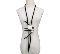 FUSHENGTER Halskette, Pullover-Kette, Lange Statement-Halsketten für Frauen, quadratische Gummi-Holz-Accessoires, Kleidung, Anhänger-Halskette