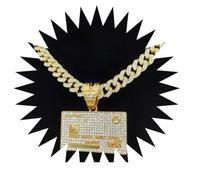FUSHENGTER Halsketten Herren Hip hop Ketten Anhänger Frauen damenkette Rapper Männer Hip Hop BankCard Form Anhänger Halskette Iced Out Bling Halsketten Mode Goldfarbe