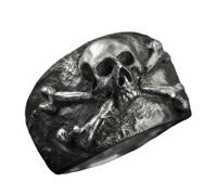 FUSHENGTER Ring Herren Ringe Männer Fingerring Damen Biker Ring Ehering Vintage Piraten-Totenkopf-Ring für Herren, Biker-Ringe, 10 Stück