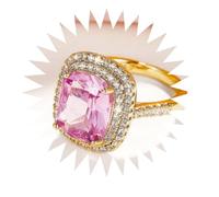 FUSHENGTER Ringe Damen Ring Für Damen Frauen Finger Herren Geschenk Quadratischer Rosafarbener Diamantring, Eleganter Zirkonring, Ehering 10S2