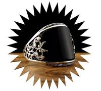 FUSHENGTER Ringe Damen Ring Für Damen Frauen Finger Herren Geschenk Schwarzer Handgefertigter Ring Mit Geprägtem Muster 7S184