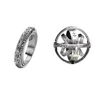 FUSHENGTER Ringe Damen Ring Für Damen Frauen Finger Herren Geschenk Vintage Astronomische Ringe Für Damen Herren Fingerring 10 Silberfarbe