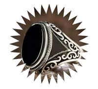 FUSHENGTER Ringe Damen Ring Für Damen Frauen Finger Herren Geschenk Vintage Punk Geschnitzter Ring Für Männer Mode Schwarzer Stein Zirkon Ring Verlobung Hochzeit 10 Silberfarbe