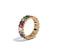 FUSHENGTER Ringe Ring Damen Finger Frauen Herren Geschenk Zarter Glitzernder Bunter Ring Für Damen,Wasserdicht,Modisch,6 Yh900A,Bunt
