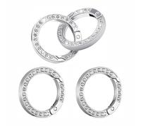 FUSONGQINTANG 4 Stück Karabiner Rund Schlüsselanhänger Metall Strass Schlüsselanhängers 25 mm Glitzersteinen Schnappverschluss Karabiner für Handtaschen (Silber)