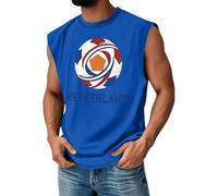 Fußball Muskelshirt Herren Sleeveless T-Shirt mit Teamfarben Print Bequemes Freizeitshirt für Sommer Sport und Fanartikel(2-Blau,L)