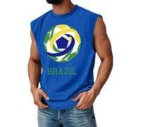 Fußball Muskelshirt Herren Sleeveless T-Shirt mit Teamfarben Print Bequemes Freizeitshirt für Sommer Sport und Fanartikel(1-Blau,S)