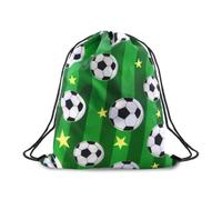 Fußball-Rucksack mit Kordelzug für Erwachsene, Fußball-Thema, Geschenktüten für Fußballliebhaber, Abschlussfeier, Geburtstagsgeschenk, für Sohn, Tochter, Grüner gestreifter Fußballball, Small, Classic