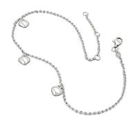 Fußkette 1,7mm Ankerkette längenvariabel mit 3 Herzen rhodiniert Silber 925 27cm