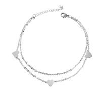 Fußkette ADELIA´S "Damen Fusskette / Fusskettchen Herz aus Edelstahl 24+5 cm", silber, Fußketten, Damen, Edelstahl (24694368-0) silber