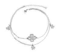 Fußkette ADELIA´S "Damen Fusskette / Fusskettchen Kleeblatt aus Edelstahl 26+5 cm", silber, Fußketten, Damen, Edelstahl (63246130-0) silber