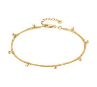 Fußkette CAÏ "925 Silber vergoldet zweireihig Kugelanhänger", gelb, Fußketten, Damen, 22+3cm, Silber 925 (Sterlingsilber), glänzend (54884161-0) gelb