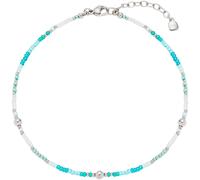 Fußkette CIAO BY LEONARDO "Happy CIAO", blau (edelstahlfarben, weiß, türkis, blau), Fußketten, Damen, Edelstahl Perlen, Edelstahl, Perlen (33492103-0) edelstahlfarben, weiß, türkis, blau