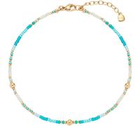 Fußkette CIAO BY LEONARDO "Happy CIAO", blau (gelbgoldfarben, weiß, türkis, blau), Fußketten, Damen, Edelstahl Perlen, Edelstahl, Perlen, Fußkette (32987507-0)