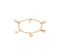 Fußkette ELLI "Fußkettchen Echte Kauri Muscheln Sommer 925 Silber" Gr. 22, gold, Fußketten, Damen, 22cm, Silber 925 (Sterlingsilber) (14701865-22) gold