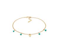 Fußkette ELLI "Fußschmuck Herz Howlith Türkis Boho 925 Silber" Gr. 22, gold, Fußketten, Damen, Silber 925 (Sterlingsilber) (90255044-22) gold